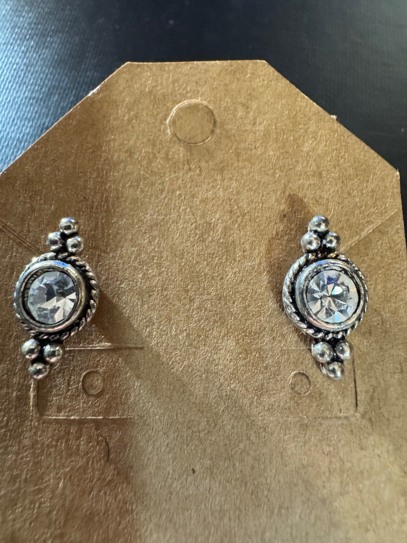 Rhine silver tone stud earrings