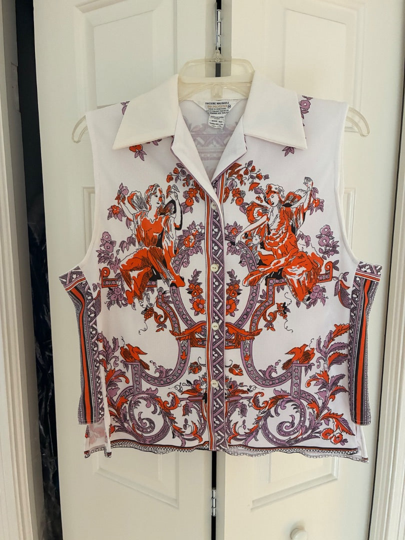 Vintage 70s baroque print top