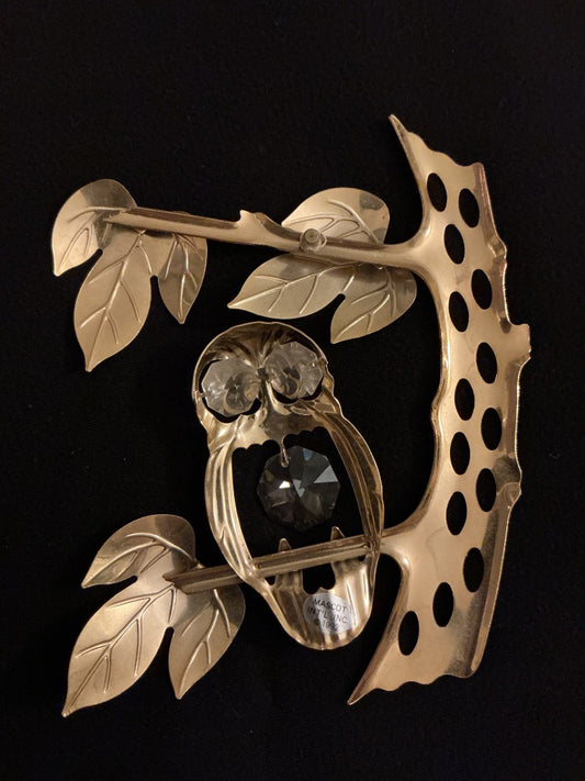 gold Mascot International Brass and crystal owl, 5.5”