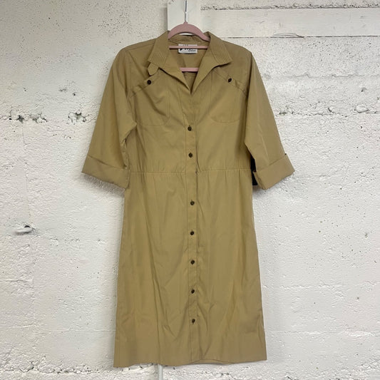 70s Military Style Shirt Dress, S/M