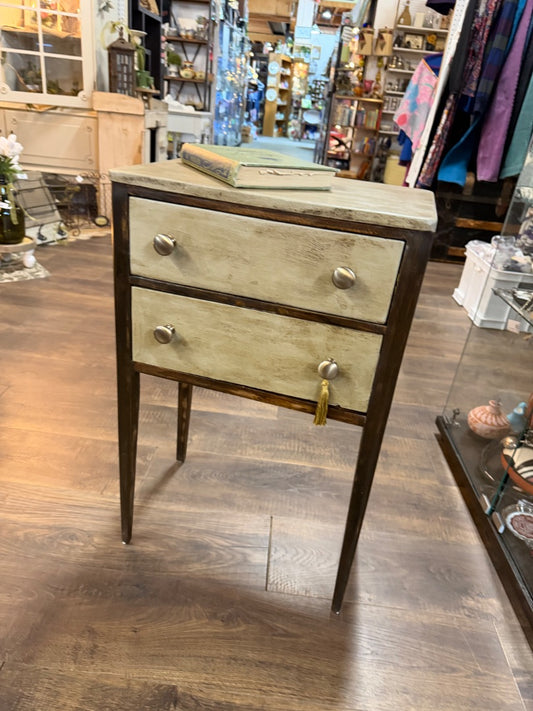 Dark wood with khaki Mid-century Sewing stand