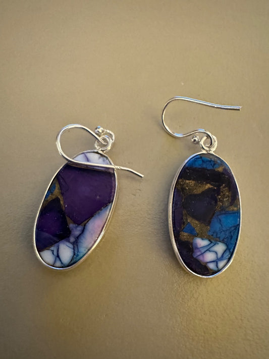 Purple Dahlia Silver dangle earrings