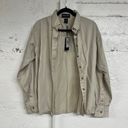 90s Women's Tan Button-Up, L