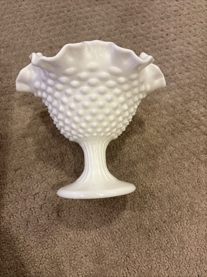milk glass fluted vase