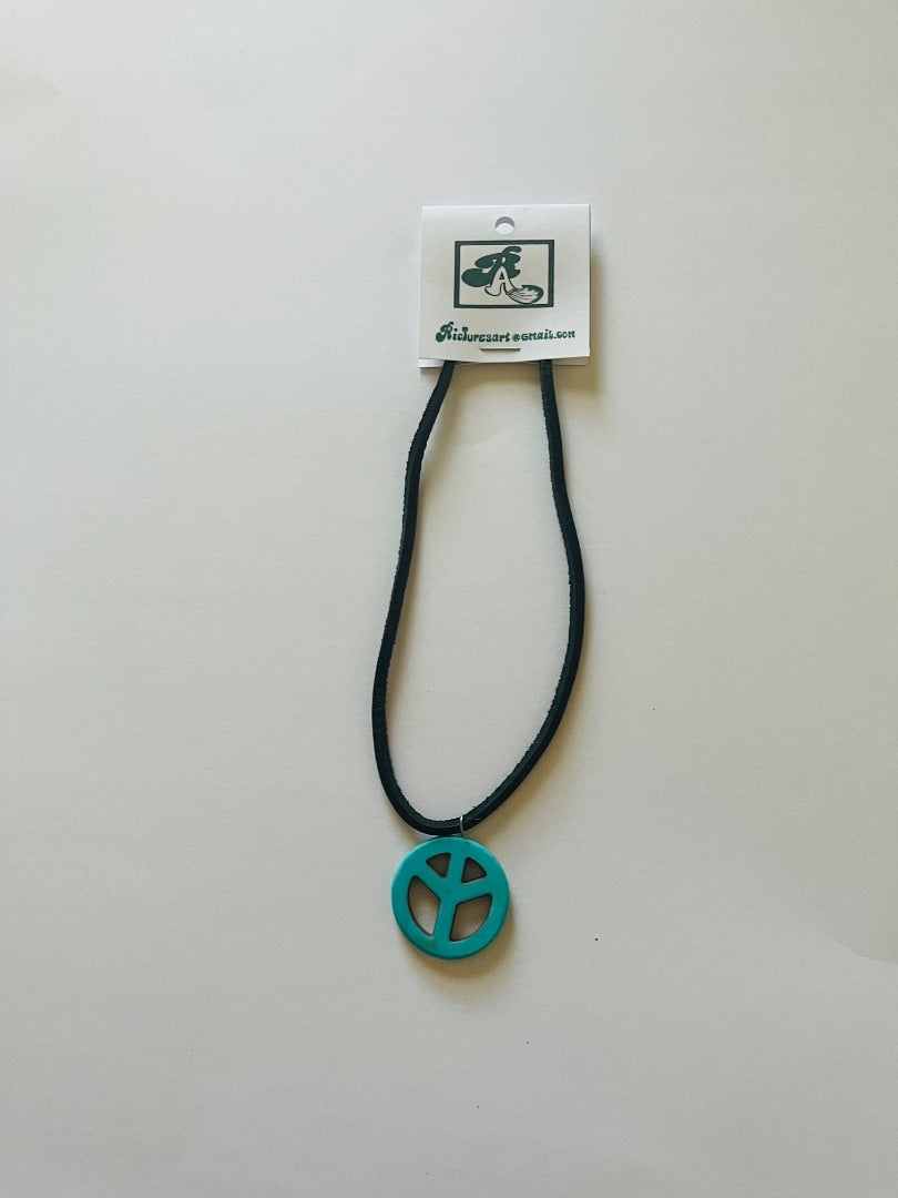 12" Leather Cord, Peace Sign. Jewelry