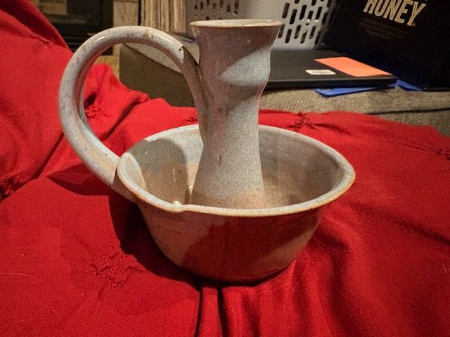 Pottery Chamberstick Candle Holder