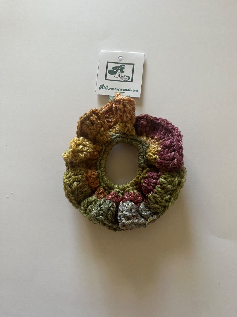 Multi Colored Crochet Scrunchie