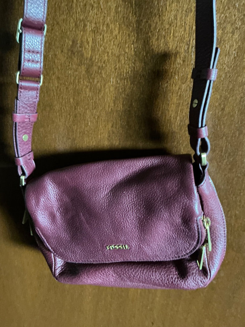 Fossil Burgundy saddle bag