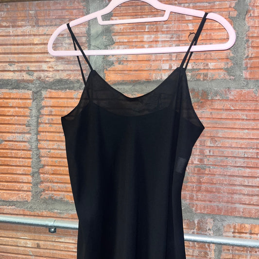90s Sheer Black Maxi Slip Dress, 6/S