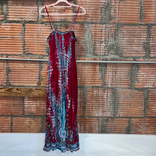 Tie-Dye Boho Maxi Dress, M