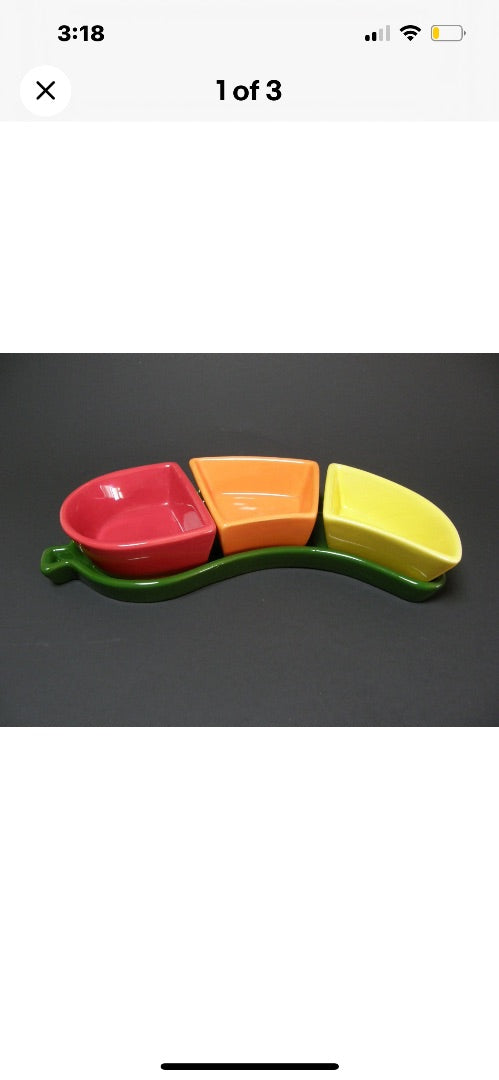Fiesta Chili Pepper Tray and Dish Set Dip Salsa Bowl Stackable