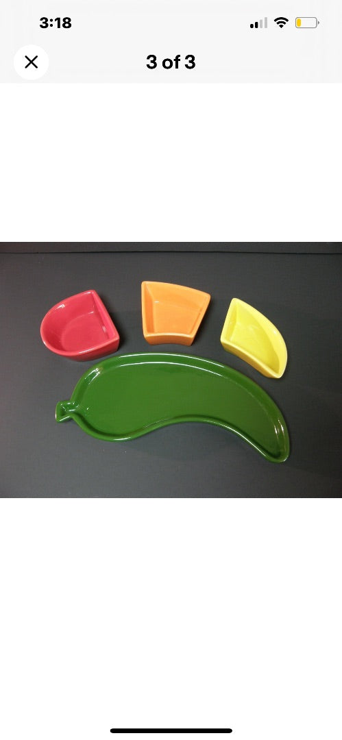 Fiesta Chili Pepper Tray and Dish Set Dip Salsa Bowl Stackable