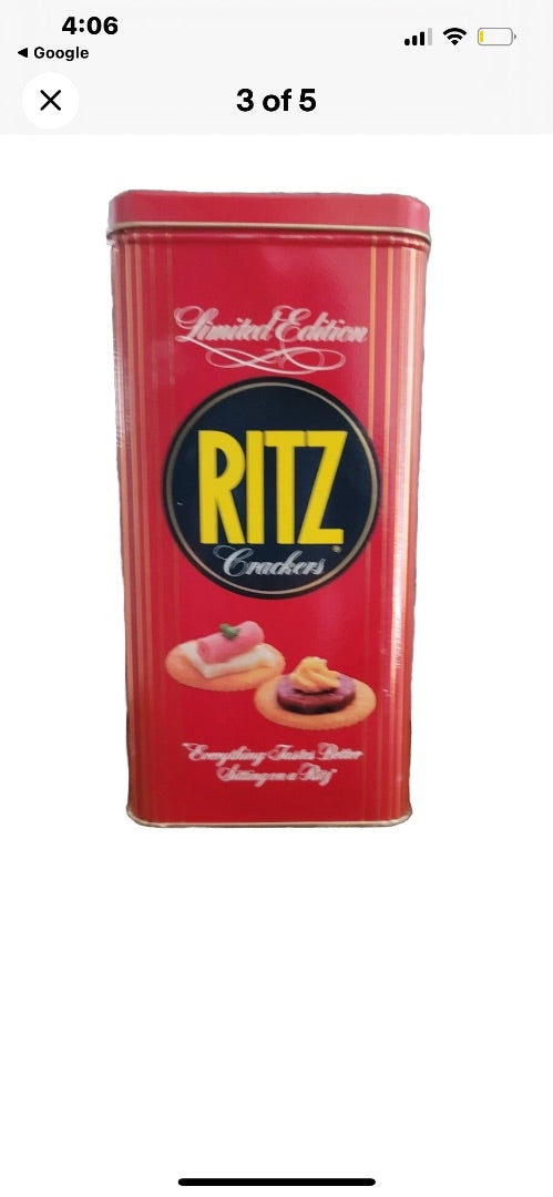 Vintage 1986 Limited Edition Nabisco Ritz Cracker Tin 16oz Empty Collectible Tin