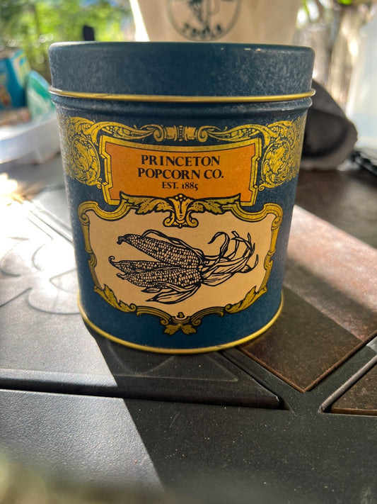 vintage collectible tin from the Princeton Popcorn Company.