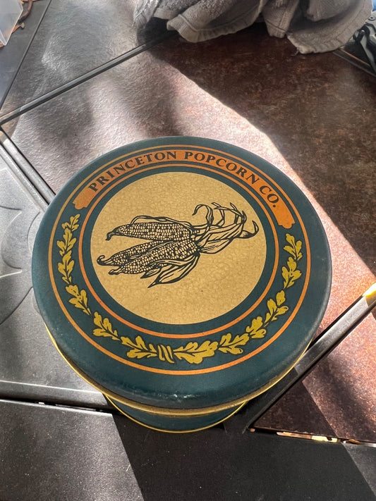vintage collectible tin from the Princeton Popcorn Company.