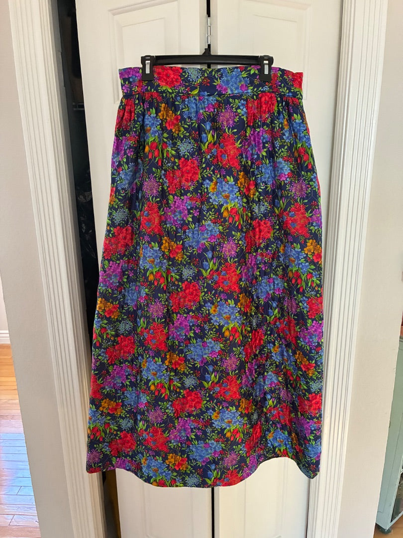 Vintage quilted floral maxi skirt