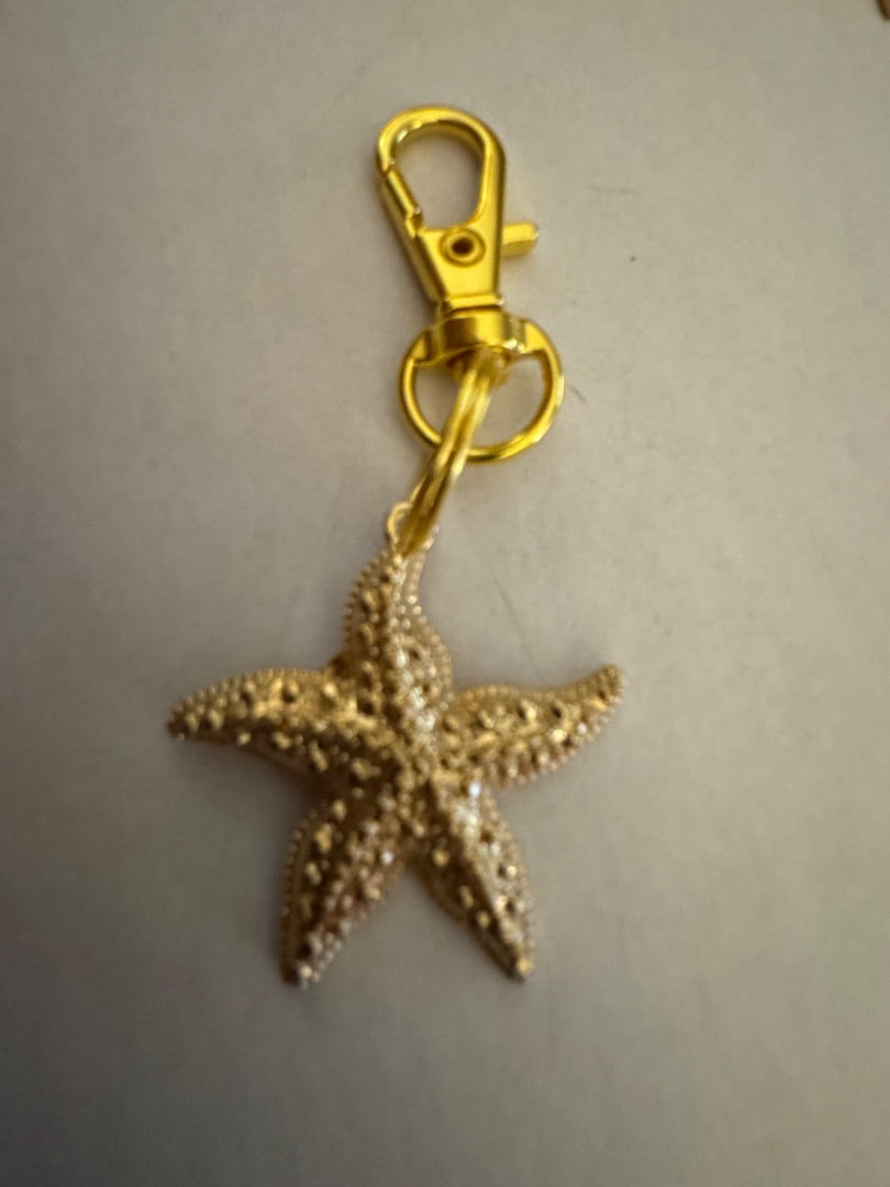Starfish small gold tone purse charm key chain