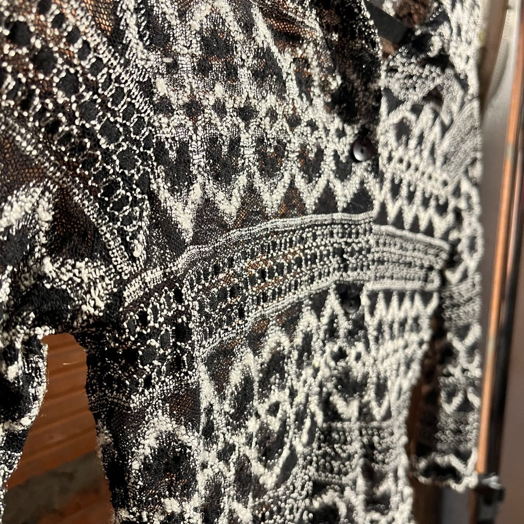 Sheer Heart Lace Button-Up, S/M