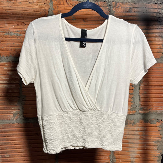 White Cotton Wrap Shirt, M/L