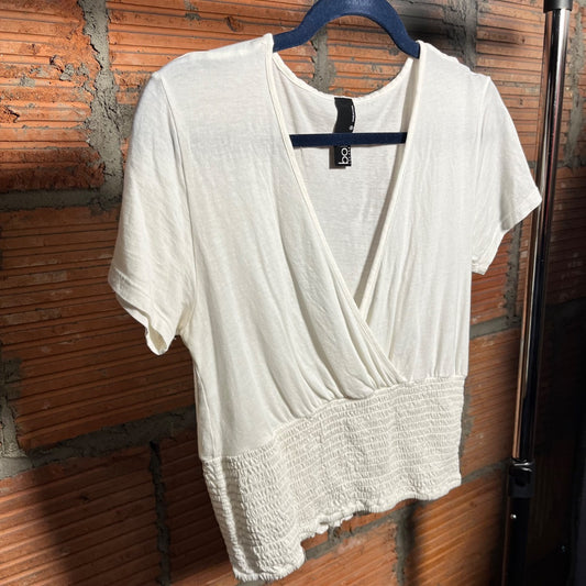White Cotton Wrap Shirt, M/L