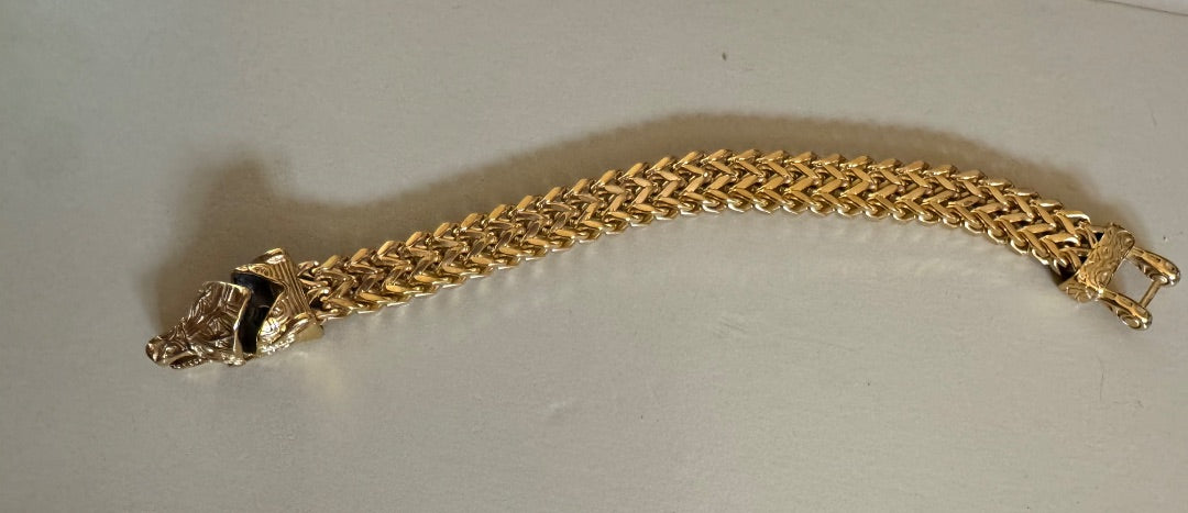 Wolf gold tone link bracelet