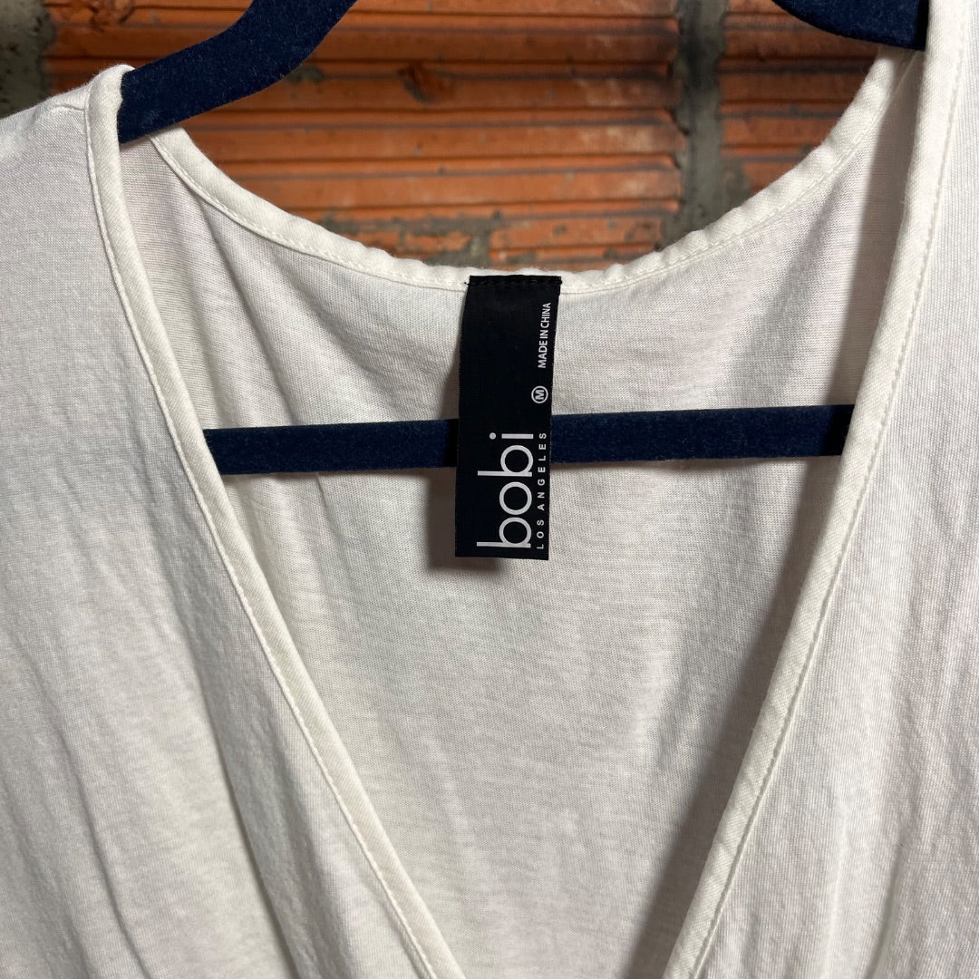 White Cotton Wrap Shirt, M/L