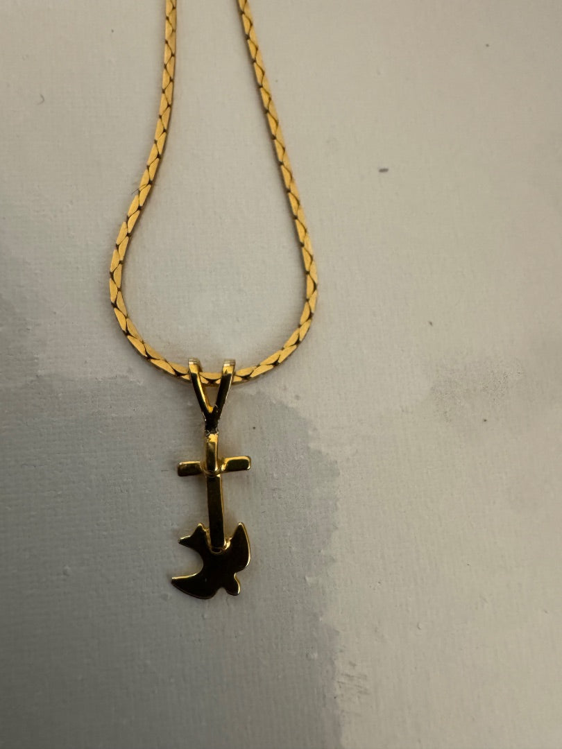 Goldtone Cross Dove necklace