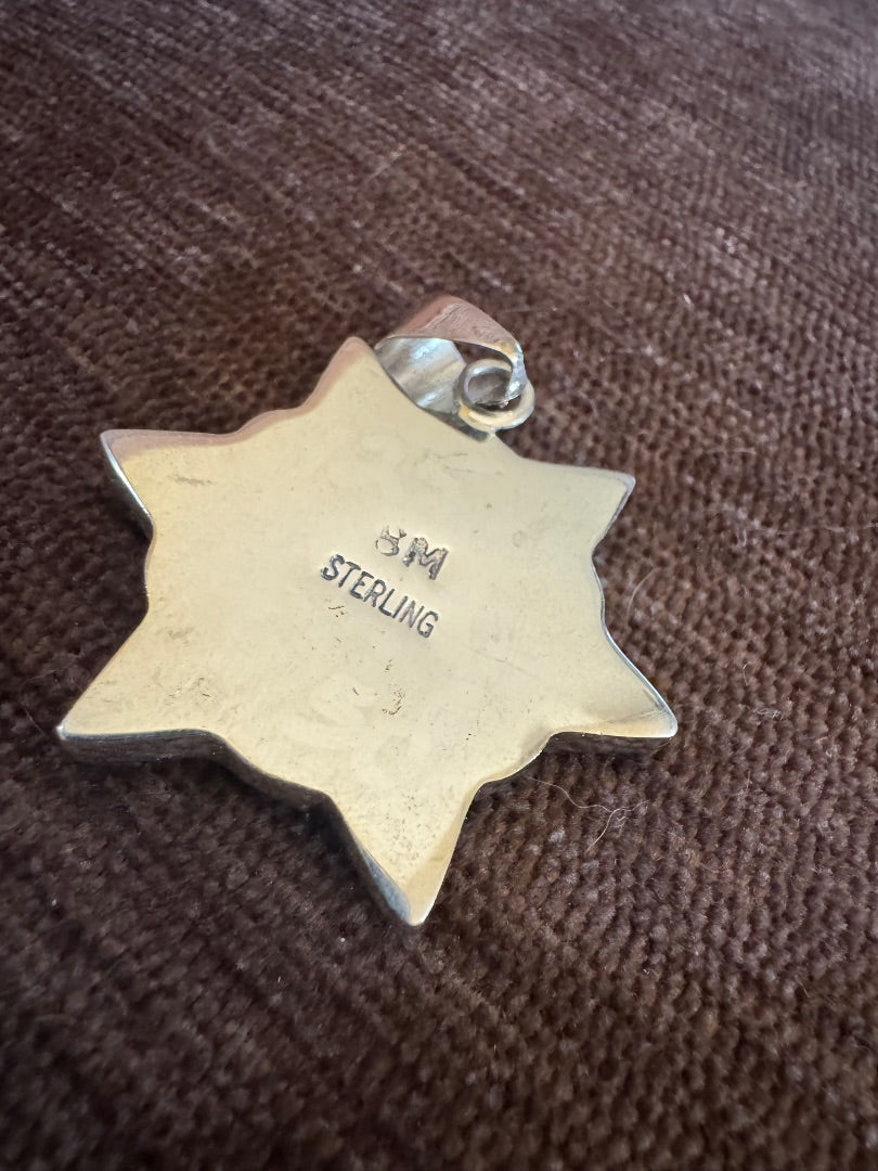 Inlay Wolf Sterling pendant