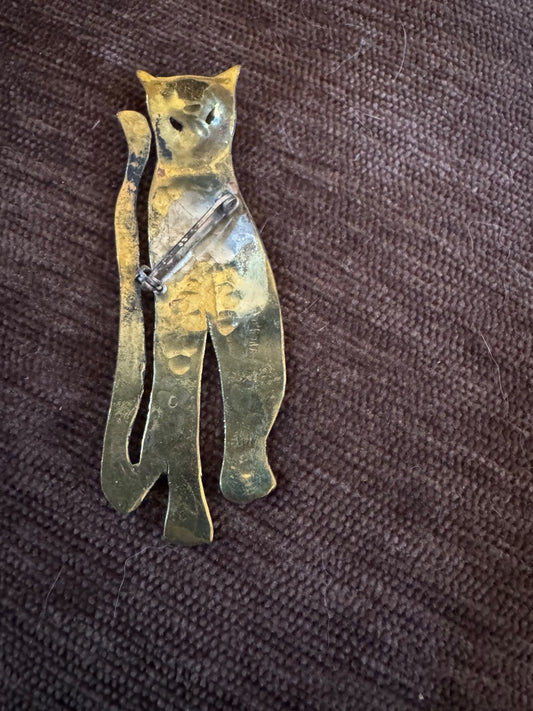 Hammered Cat brooch
