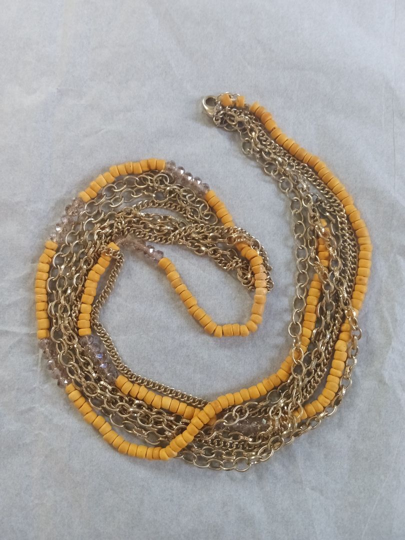 Yellow Beaded multistrand necklace