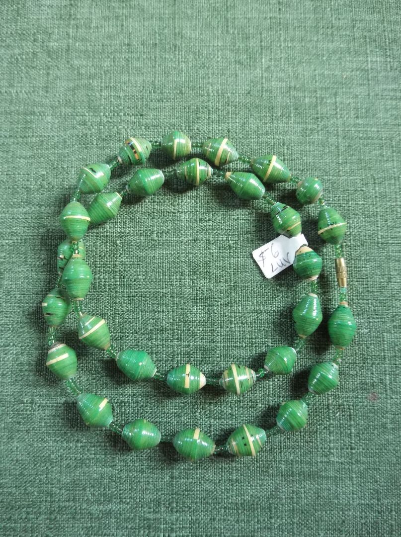 Green Paper bead necklace