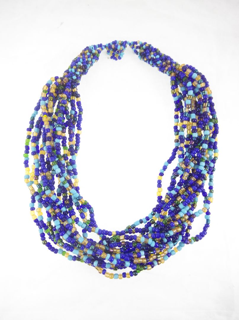 Blue Multi-strand glass bead necklace