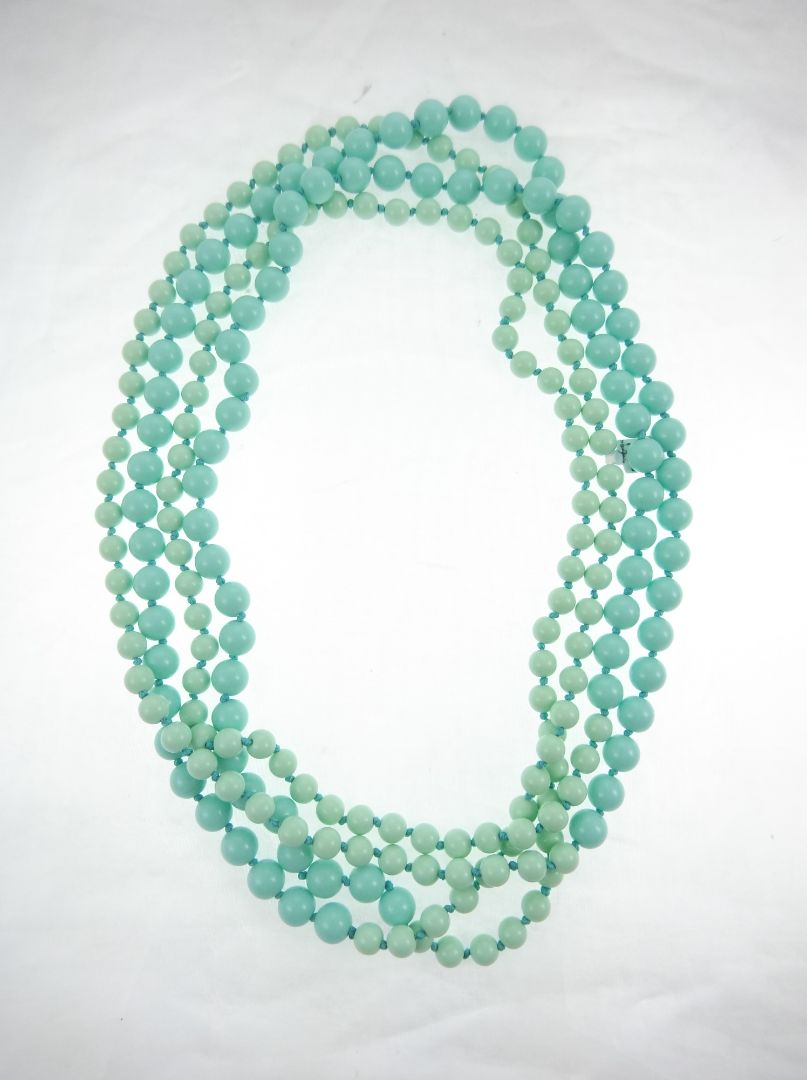 Blue Extra Long graduated bead necklace
