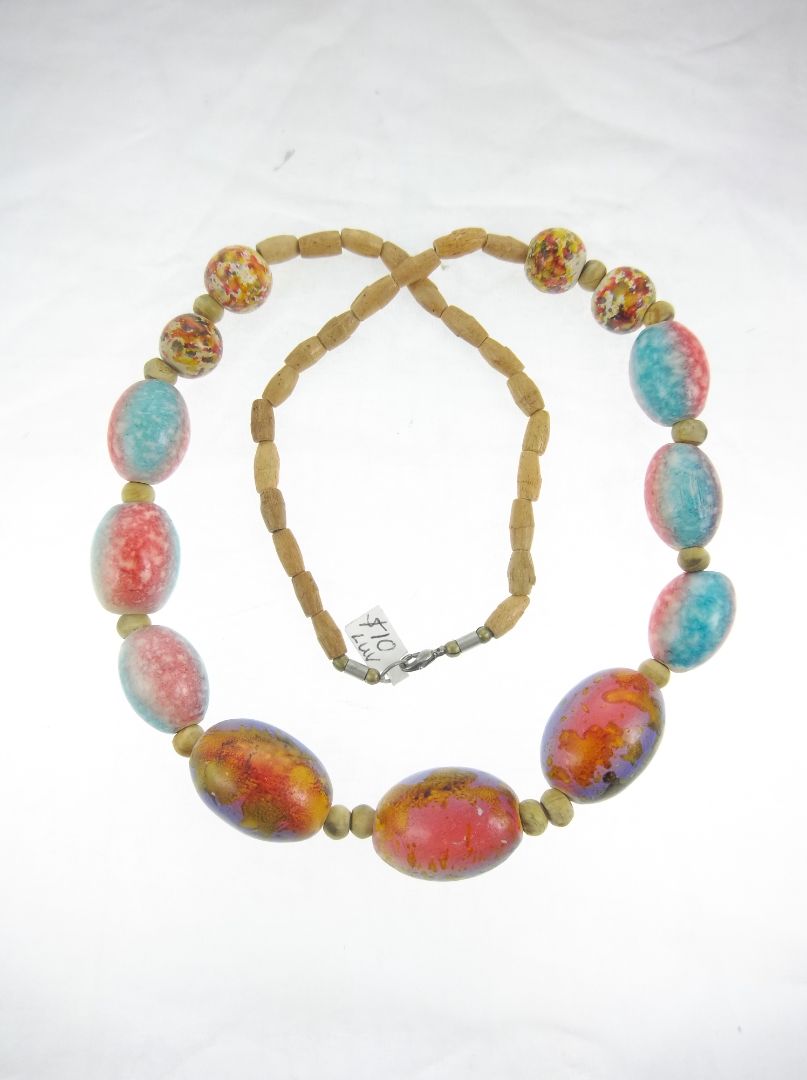 Multicolor Chunky wood bead necklace