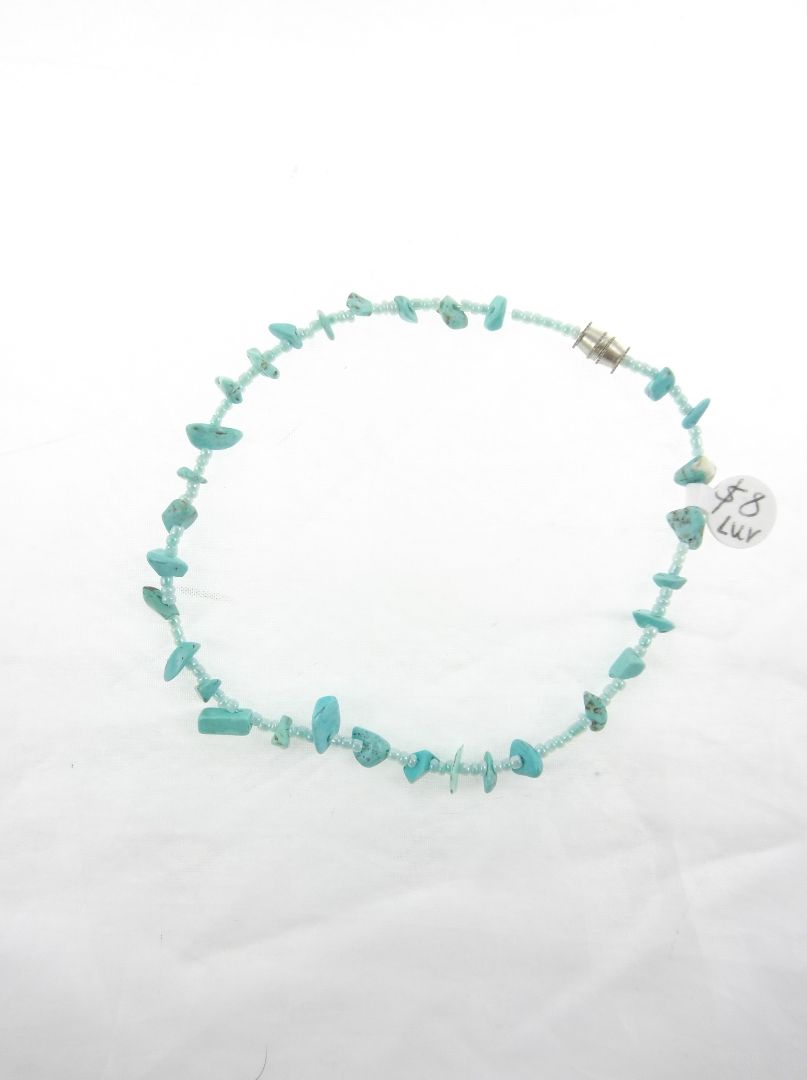 Blue Turquoise chip ankle bracelet