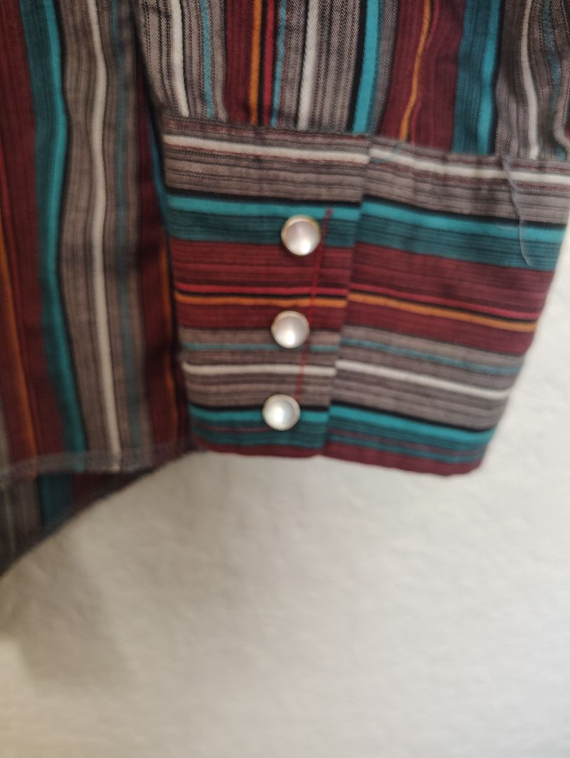 red multi Wrangler Snap Front Shirt Plaid Long Sleeve, large