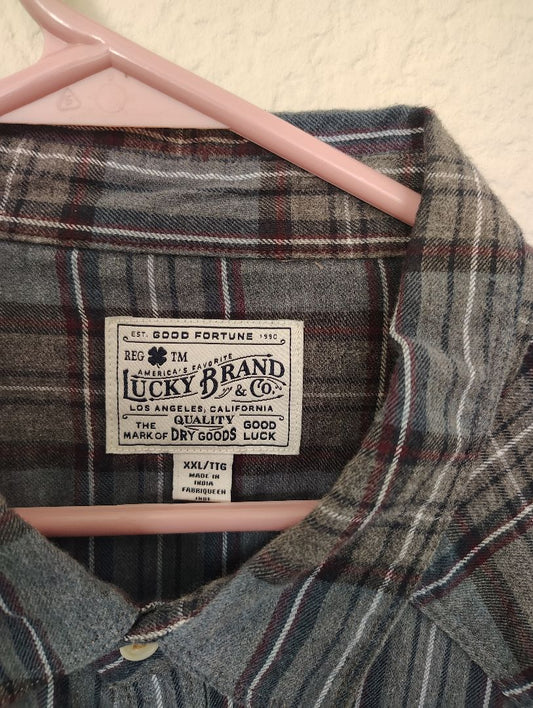 Brown multi Lucky Brand Sanp front shirt palid, xxl