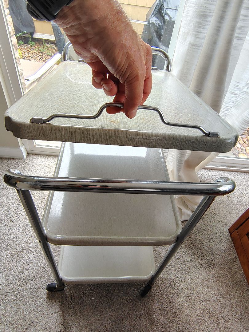 beige MCM Kitchen Cart, 32x16x27