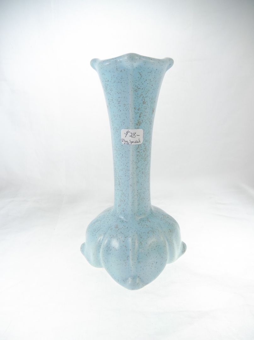 Blue Vintage Speckled Pottery Vase