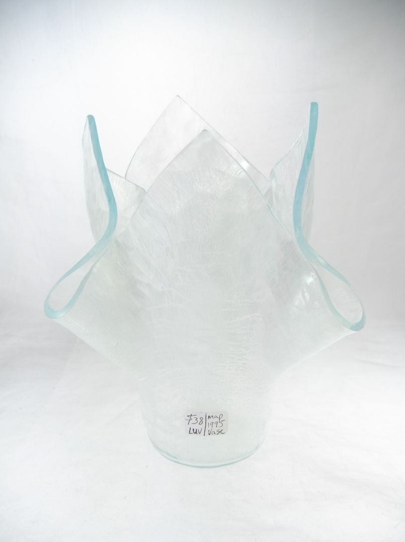 Signed "map" vintage 1995 glass vase Modernist