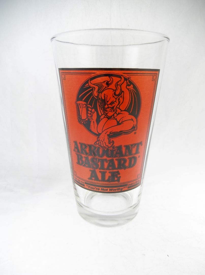 Arrogant bastard ale pint beer glass