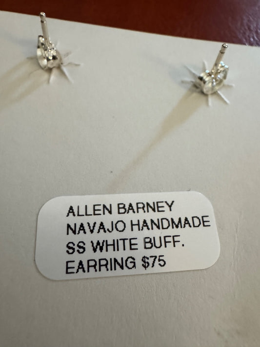 Navajo White Buffalo earrings made by Allen Barney