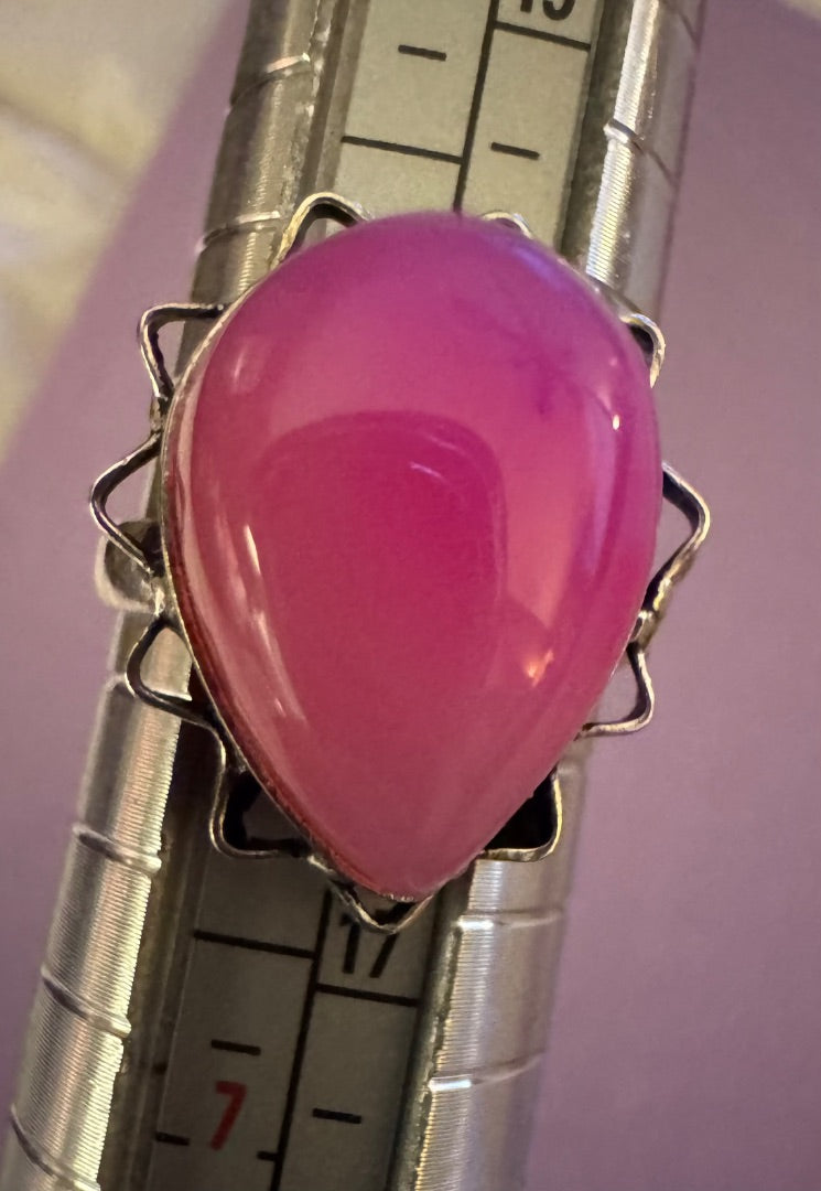 Dark pink teardrop ring 6