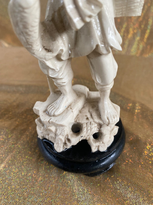 Cream Unknown Ivory Carved Fisherman (as-is), 6.5”