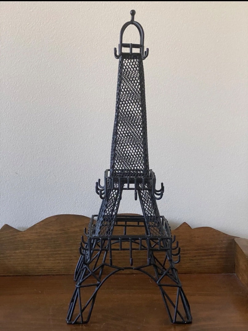 Eiffel Tower Metal Jewelry Organizer Stand Holder Necklace Bracelet Black 18" T