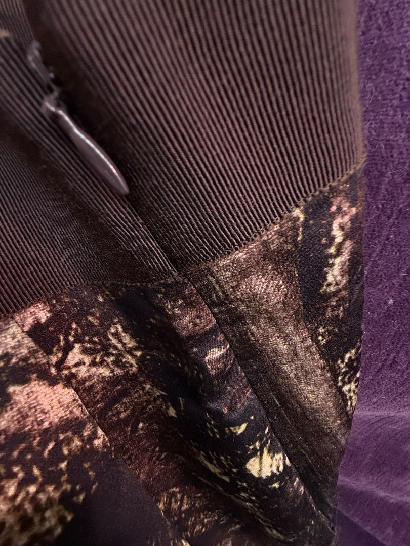 Brn/Org/Rd Alberta Ferretti VTG Silk Designer Skirt, 8