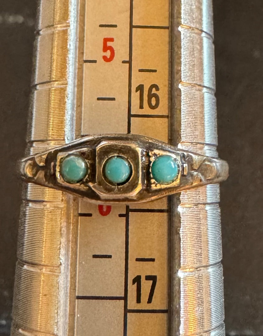 Uncas Mfg sterling faux turq ring 6