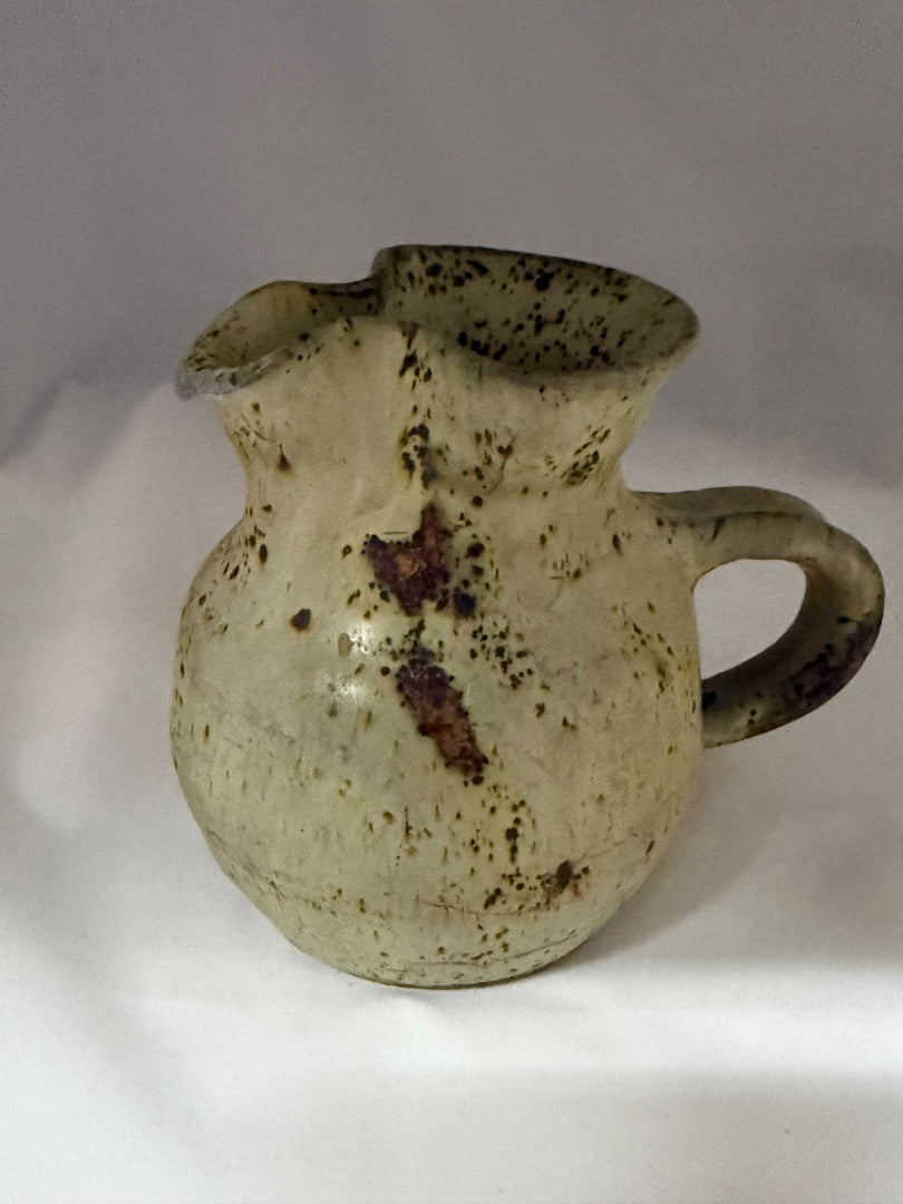 Tan and dark brown  Ceramic pitcher, Small