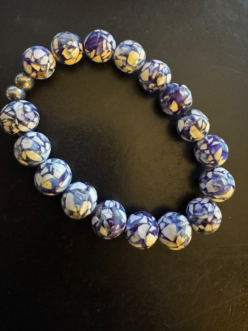 Blue Mosaic stretchy bracelet