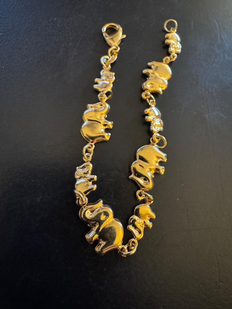 Elephant gold tone bracelet